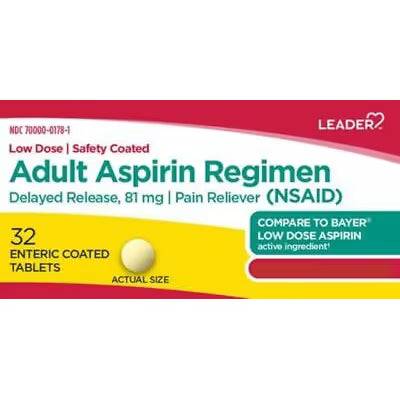 Leader™ Low Dose Aspirin Regimen 81 mg - 32 Enteric Coated Tablets