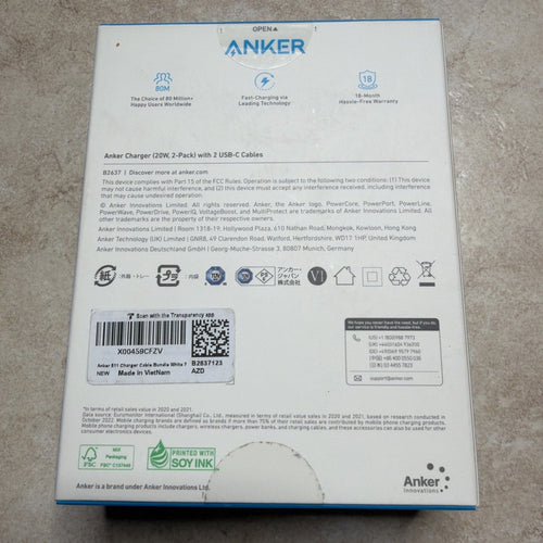 Anker 511 20W USB-C Fast Charger 2-Pack with Cables, White
