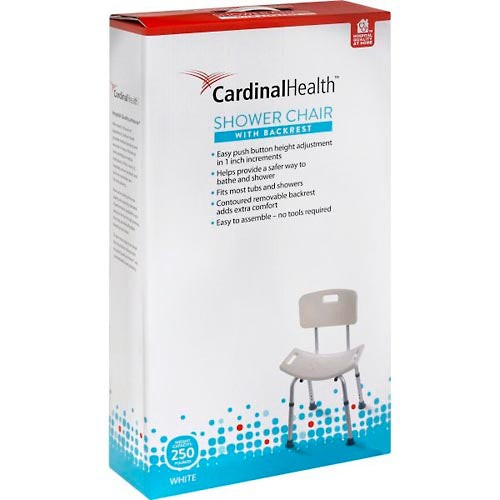 Cardinal Health™ Shower Chair with Back – Adjustable Safety Seat (White)
