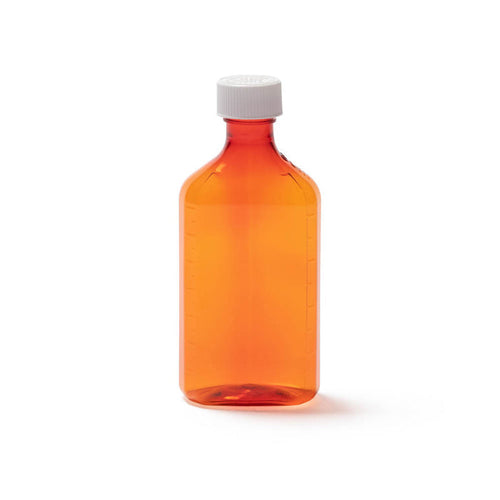8 oz Amber Prescription Oval Bottles with Child-Resistant Caps, 60 Count