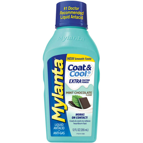 Mylanta® Coat & Cool Liquid Antacid + Anti-Gas – Chocolate Mint (12oz)