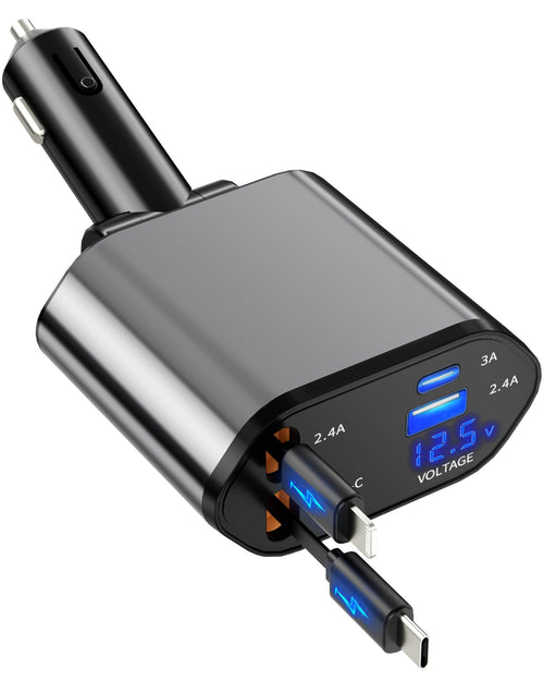 Retractable Car Charger — Fast Charging USB-C & USB-A for iPhone 16/15/14, Samsu