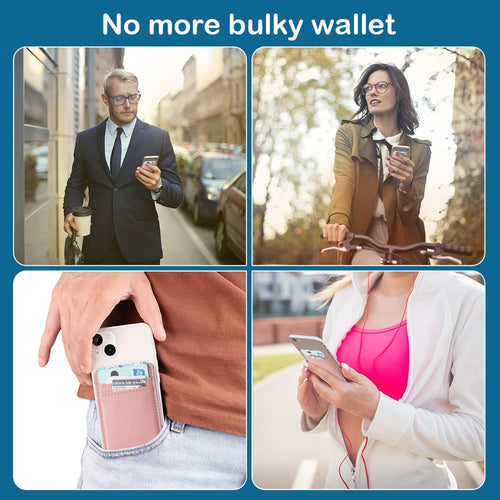 Card Wallet 2 Pack — Stick-On Leather Credit Card Holder Pocket for Back of Phon