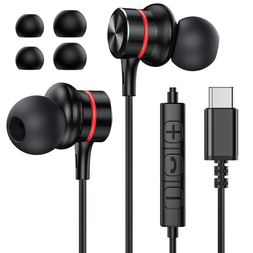 Earphones HiFi Stereo — Wired In-Ear Type C Headphones with Mic & Volume Control