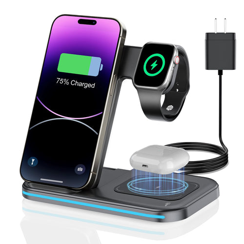 3 In 1 Charging Station Lphone Fast Foldable Charging Stand For Multiple Devices