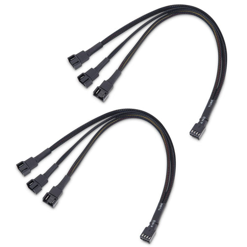2-Pack 3 Way 4 Pin Pwm Fan Splitter Cable - 12 Inches / 30Cm, 1X Pwm-Controlled