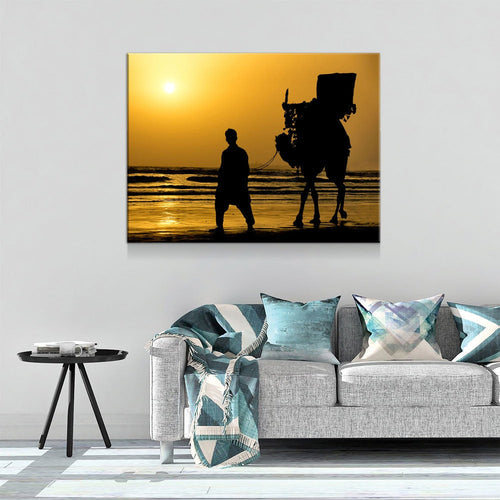 The Famous Camel Ride Canvas Wall Art, Karachi Wall Art, Karachi Pakistan Decor, Sea View, Karachi Beach, Karachi Sunset, Pakistan Decor