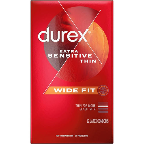 Durex Extra Sensitive Condoms Ultra Thin Premium Latex 12 Count