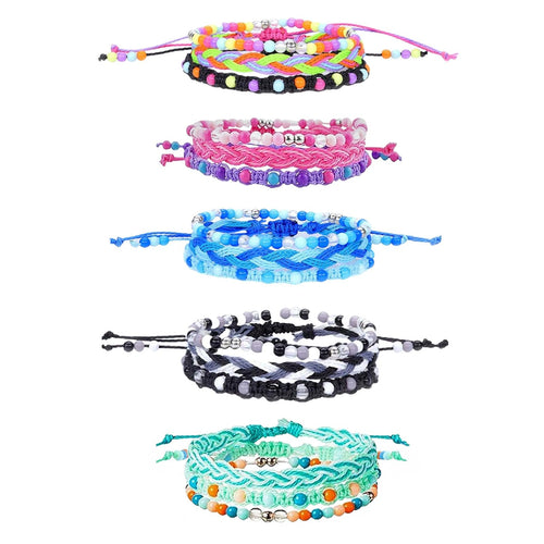 15pcs Braided Beaded Friendship Bracelets for Teens Girls Handmade Stackable Wov