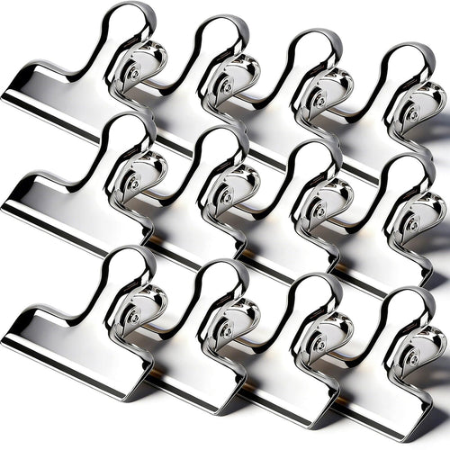 12Pcs Sliver Stainless Steel Chip Clips for Food Packages, Metal Kitc