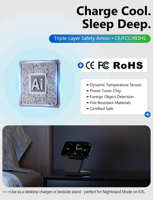 '- Iphone Charger Stand, Fast Magnetic Wireless Charger For Iphone 17/16/15/14/13