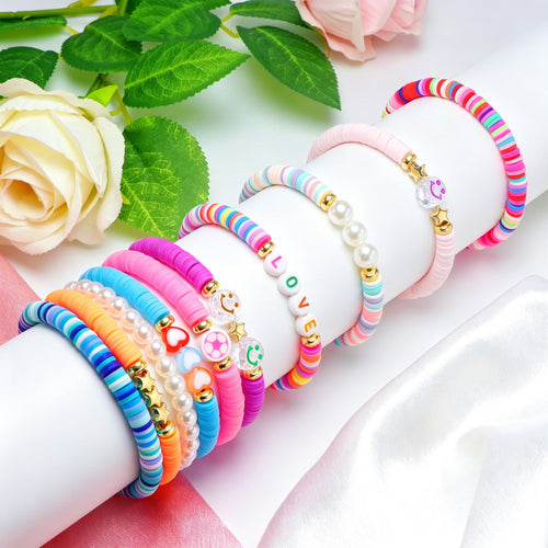 10pcs Friendship Bracelets for Teen Girls & Women: Beaded, Preppy, Beach Styles
