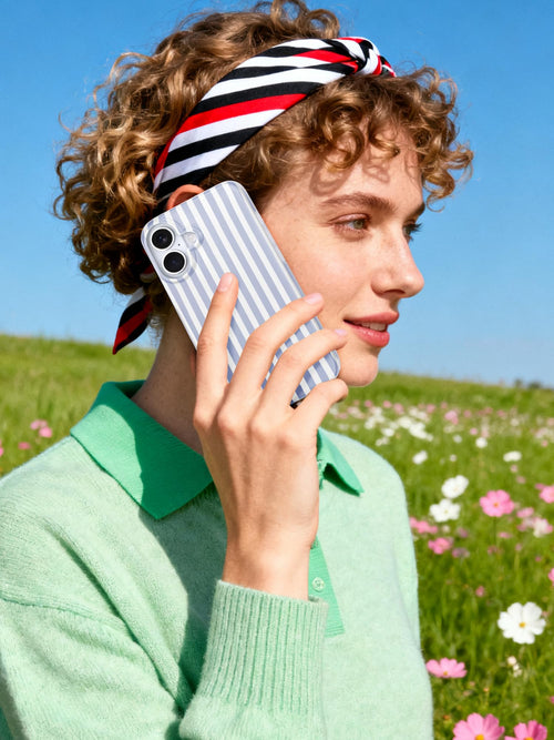 & Unique iPhone 16 Case - Stylish Striped Design for Women, Perfectly Cute & Pla