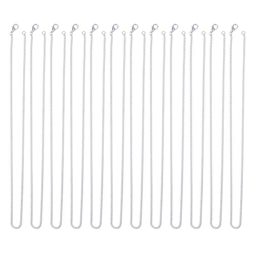12 Pack Iron DIY Chain Necklaces Lobster Clasp Link Chain Necklaces Silver Plate
