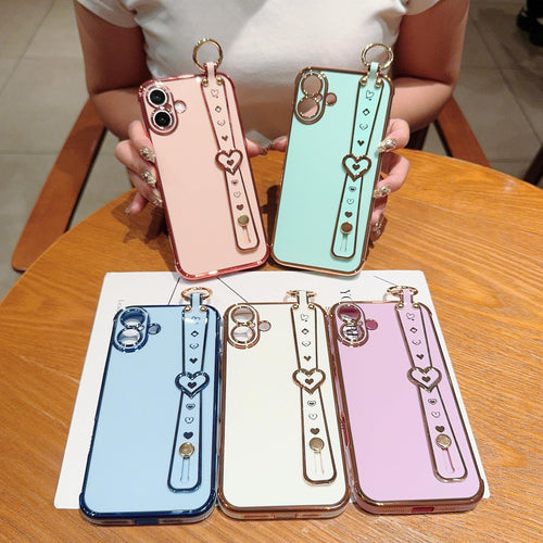 16 Case - Luxury Heart Design with Adjustable Wristband, Kickstand & Loop
