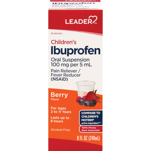 Leader Children’s Ibuprofen Oral Suspension, Berry Flavor, 8 fl oz - Compare to Children's Motrin®