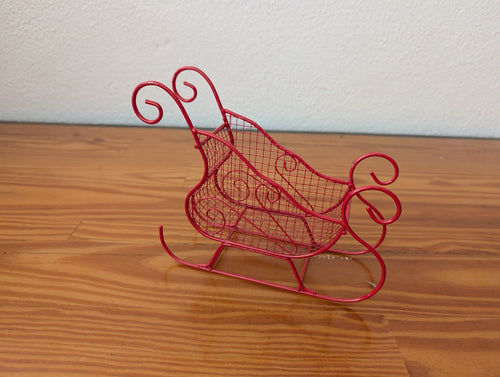 Wire Frame Sleigh from Unknown - Holiday Decor (Metal Tabletop Decor / Candy Dish, Traditional, Whimsical, Red)