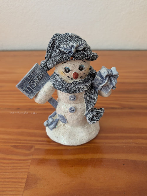 "Let it Snow" Snowman from Unknown - Holiday Decor (Resin Figurine, Whimsical, Modern Farmhouse, White, Grey, Black)