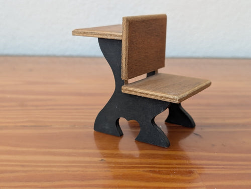Miniature School Desk from Unknown - Miniatures / Decor (Wood Miniature Furniture, Dollhouse, Miniature, Vintage, Brown, Black)