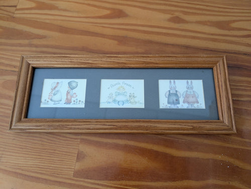 "Friends Forever" Triptych from Unknown - Wall Decor (Wood, Glass, Paper Framed Print, Nursery, Cottagecore, Kids, Oak, Grey, Pastels)