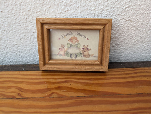"Friends Forever" Print from Unknown - Wall Decor (Wood, Glass, Paper Framed Print, Nursery, Cottagecore, Kids, Oak, Pastels)