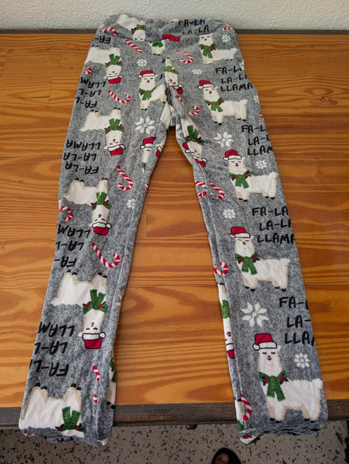 "Fa-La-La-Llama" Fleece Pajama Pants from Unbranded - Apparel (Fleece (Polyester) Pajama Pants, Christmas, Novelty, Holiday, Grey, White, Red, Green)