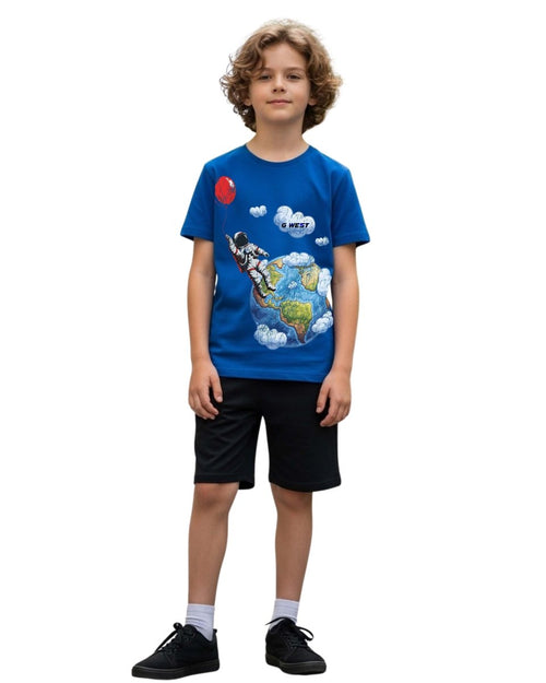 G West Kids Balloon Earth Royal T-Shirt Mens