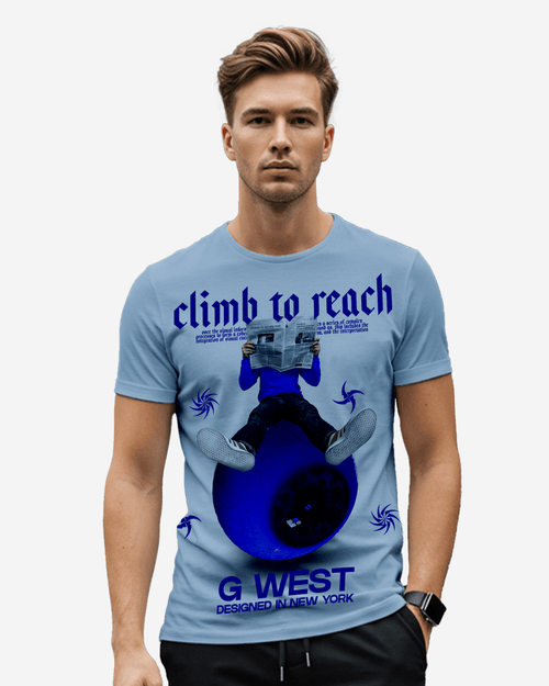 G West Mens News Paper Light Blue Tee