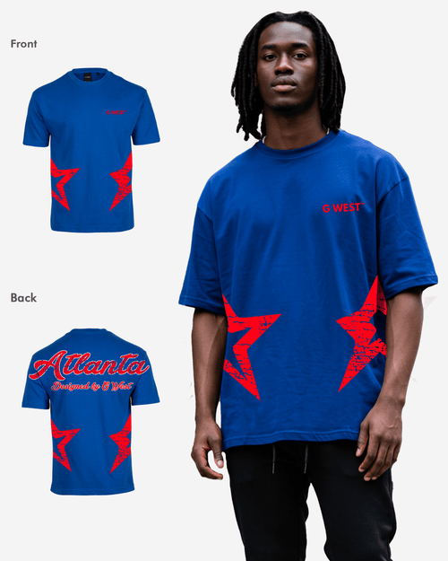 G West Oversized Atlanta Logo Royal T-Shirt Mens