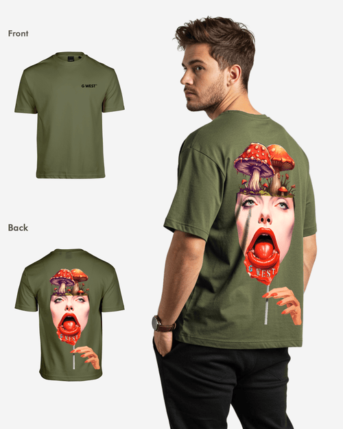 G West Mens Oversized Lollipop Mushroom Oversized Tee