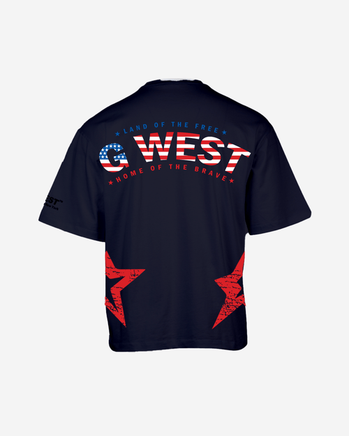 G West Mens Oversized Usa Flag Arch Logo Tee