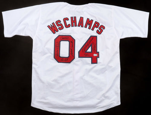 "2004 World Series Champions" Jersey Signed By (10) With Orlando Cabrera, Pokey Reese, Keith Foulke, Terry Francona (Beckett) Boston Red Sox