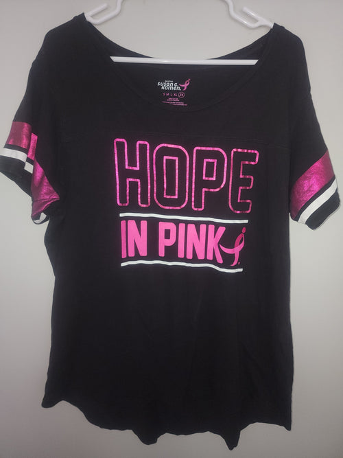Susan G Komen Womens Jersey Style T Shirt Hope In Pink Breast Cancer 1X