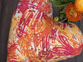 DaDa Bedding Hand-Made Sewn Marble Painted Heart Shaped Reversible Colorful Throw Pillow - 16” x 14”