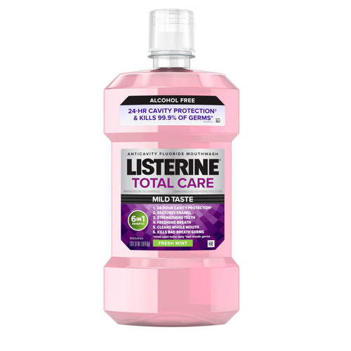 Listerine Total Care Zero Alcohol-Free Anticavity Mouthwash, Fresh Mint - 250 mL (8.5 fl oz)