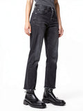 Frayed Denim High Rise Straight Leg Jeans, Size 28