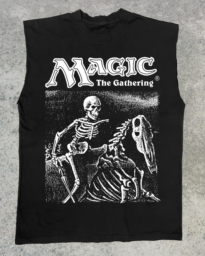 Magic The Gathering Drudge Skeletons Cut-Off Black T-Shirt