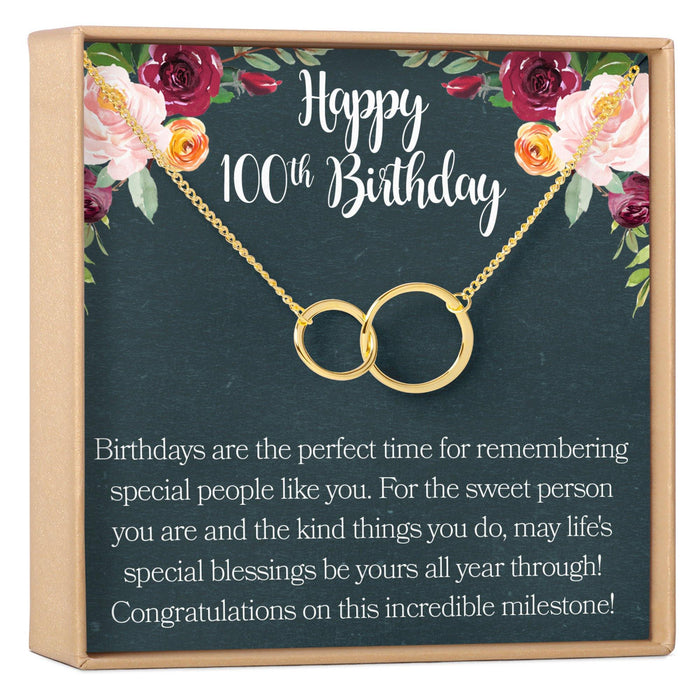 100th Birthday Necklace, Multiple Styles