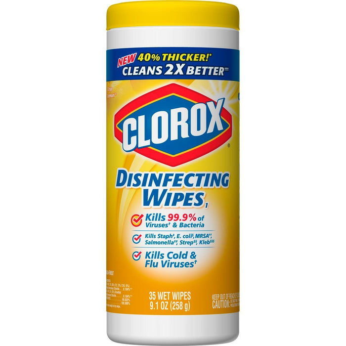 Clorox Disinfecting Wipes, 7 X 8, Crisp Lemon, 35/Canister