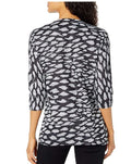 Tribal Womens 3/4 Sleeve Scoopneck Top, Black, Large