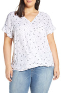 Single Thread Womens Plus Printed Faux-Wrap Top, Size 1X