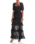 Wayf Bustier Tiered Maxi Dress, Size Small
