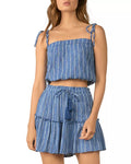 Elan Sheer Tie Unlined Pullover Elasticized Striped Spaghetti Strap, Size Medium