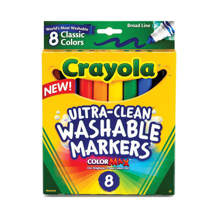 Crayola Washable Markers, Broad Line, Classic Colors, 8 ct