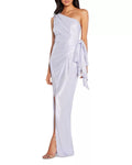 Aidan By Aidan Mattox Womens One-Shoulder Column Gown - Lavender - Size 10