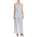 Cupio Womens Stripe Wide-Leg Jumpsuit Blue, Large