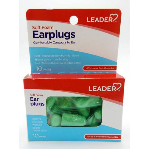 Leader Earplugs Soft Foam 20Ct