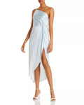 Aqua One Shoulder Asymmetric MIDI Dress, Large