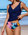 Cupshe Twist Shirred Front Ruched Mid Rise Tankini Swim Set