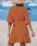Cupshe Womens Ruffled Tie Front Mini Cover-up Dress, Small